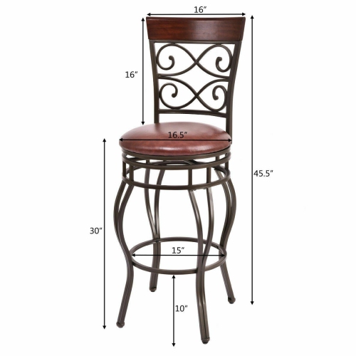 Gymax 2PCS Retro Swivel Bar Stools w/ Padded Seat Home Kitchen Pub Bistro