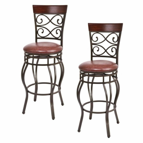 Gymax 2PCS Retro Swivel Bar Stools w/ Padded Seat Home Kitchen Pub Bistro
