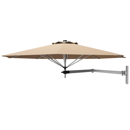 Gymax 8FT Patio Wall Mounted Cantilever Umbrella Parsol w/ Adjustable Pole Beige