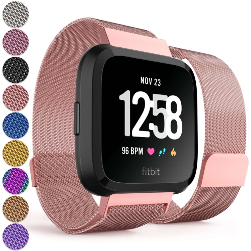 2 PACK Replacement For Fitbit Versa Watch Band Wrist Stainless steel Metal Strap