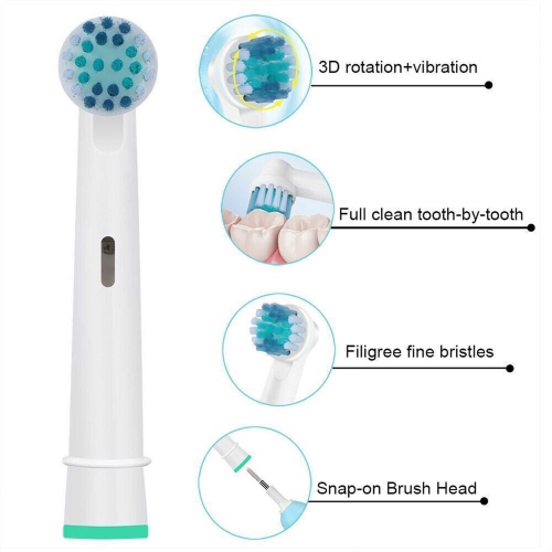 Tête de brosse à dents électrique de rechange ISTAR compatible avec les têtes de brosse à soies souples Oral B de Braun