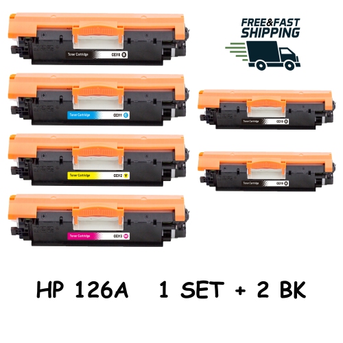 Image 1 of 2.. Bestoner™ 6 PK HP 126A BK/M/Y/C Toner Cartridge LaserJet MFP M175a/ CP1025/ M275