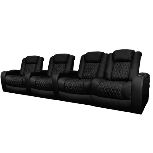 Valencia Tuscany XL Home Theater Seating, Premium Top Grain Italian Nappa 11000 Leather, Power Headrest & Lumbar, Big & Tall - Row of 4 Loveseat