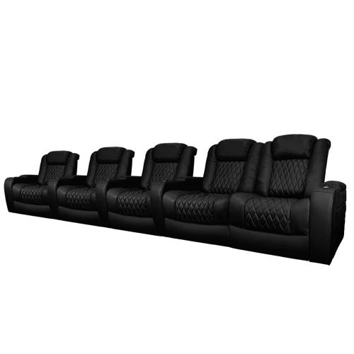 Valencia Tuscany XL Home Theater Seating, Premium Top Grain Italian Nappa 11000 Leather, Power Headrest & Lumbar, Big & Tall - Row of 5 Loveseat Righ