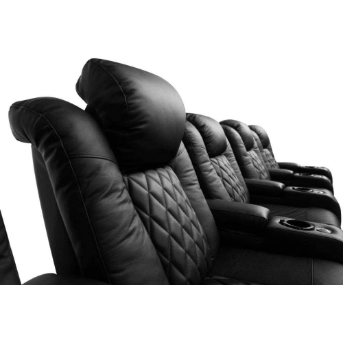 Valencia Tuscany XL Home Theater Seating, Premium Top Grain Italian Nappa 11000 Leather, Power Headrest & Lumbar, Big & Tall - Row of 2, Black