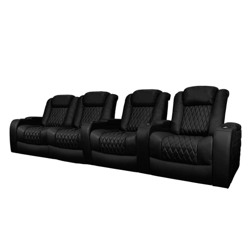 Valencia Tuscany XL Home Theater Seating, Premium Top Grain Italian Nappa 11000 Leather, Power Headrest & Lumbar, Big & Tall - Row of 4 Loveseat