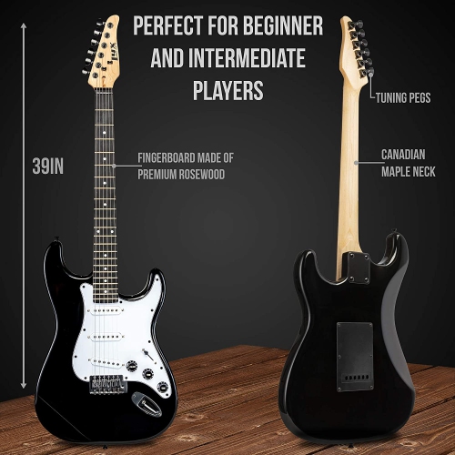 LyxPro Electric Guitar 39" inch Complete Beginner Starter kit Full Size with 20w Amp, Package Includes All Accessories, Digital Tuner, Strings,