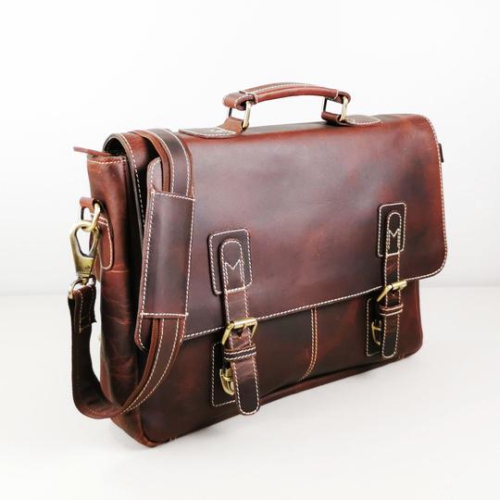 mens leather satchel laptop bag