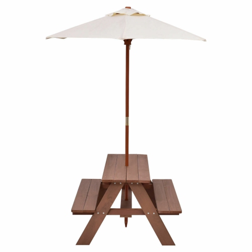 Table de pique-nique GYMAX à 4 places pour enfants avec Parasol Pliable