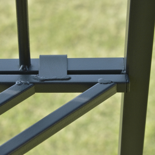 Outsunny 10' x 10' Outdoor Patio Gazebo Canopy with Double Tier Roof, Removable Mesh Curtains, Display Shelves, Top Hooks, Coffee