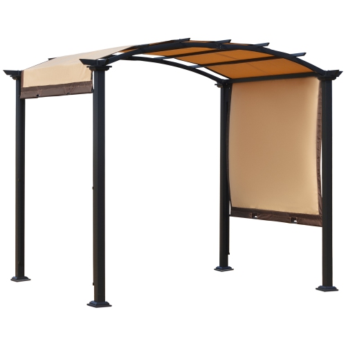 Abri pare-soleil extérieur rétractable Outsunny, pergola à cadre en acier, 10 x 8 pi, pergola, toit en pergola, beige