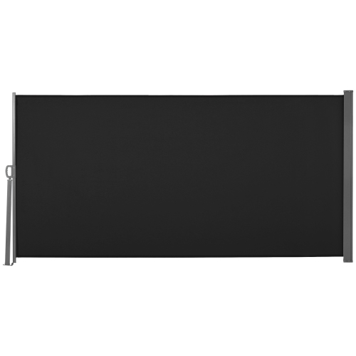 Image 1 of 9.. Outsunny 118" x 63" Retractable Side Awning Patio Outdoor Folding Privacy Screen with Resistance to UV Rays & Wind, Black