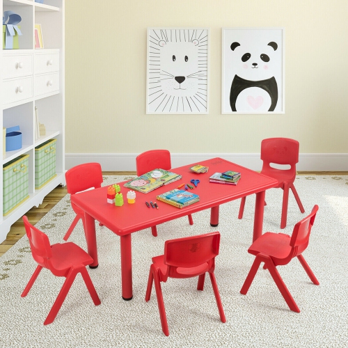 Gymax 6-pack Kids Plastic Stackable Classroom Chairs Indoor/Outdoor Kindergarten Red