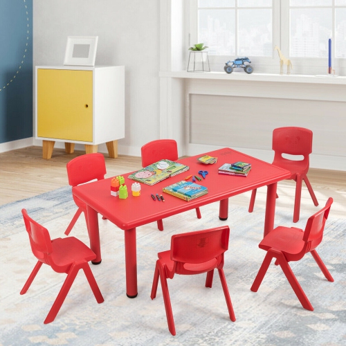 Gymax 6-pack Kids Plastic Stackable Classroom Chairs Indoor/Outdoor Kindergarten Red