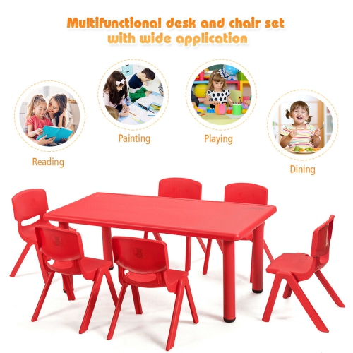 Gymax 6-pack Kids Plastic Stackable Classroom Chairs Indoor/Outdoor Kindergarten Red