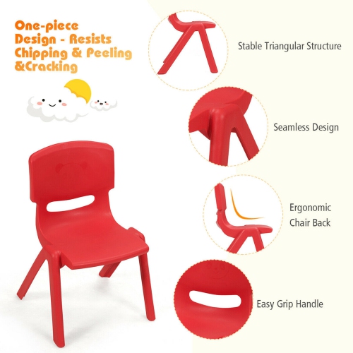 Gymax 6-pack Kids Plastic Stackable Classroom Chairs Indoor/Outdoor Kindergarten Red