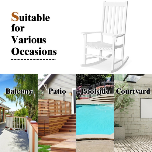 Gymax Wooden Rocking Chair Porch Rocker High Back Garden Seat For Indoor Outdoor