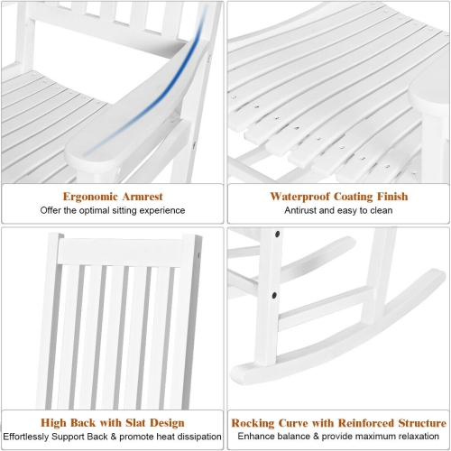 Gymax Wooden Rocking Chair Porch Rocker High Back Garden Seat For Indoor Outdoor