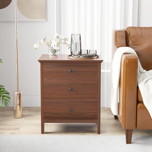 Gymax Set of 2 Nightstand Beside End Side Table Accent Table Brown