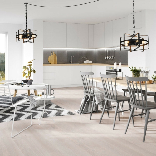 Gymax 5-Light Industrial Pendant Light Metal Drum Shape Round Chandelier Ceiling Lamp