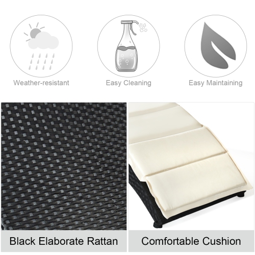 Gymax Foldable Rattan Wicker Chaise Lounge Chair w/ Cushion Patio Outdoor