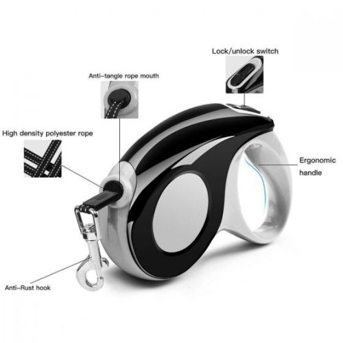 Retractable Dog Leash 16 Feet, Strong Durable, Walking Leash Large Medium Small Dog 33 lbs, Comfortable Anti-slip Handle, Reflective Ribbon Cord