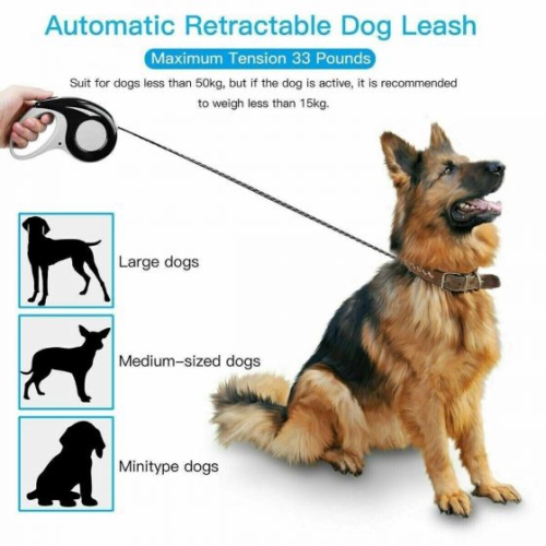 Retractable Dog Leash 16 Feet, Strong Durable, Walking Leash Large Medium Small Dog 33 lbs, Comfortable Anti-slip Handle, Reflective Ribbon Cord