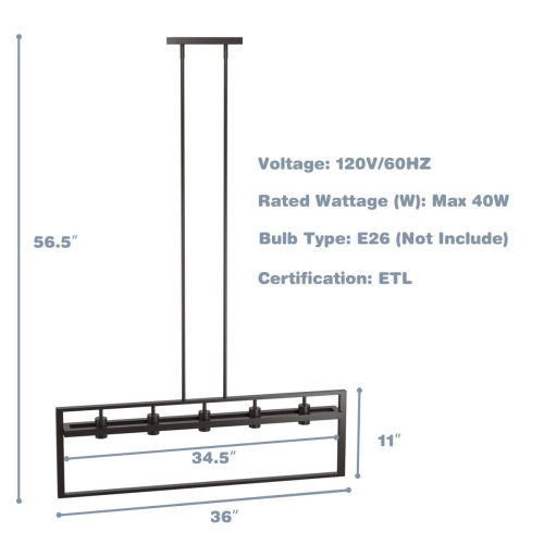 Gymax 5-Lights Pendant Lamp Flush Mount Geometric Metal Chandelier w/ Iron Lamp Shade