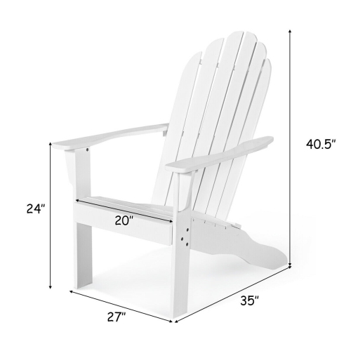 Gymax 2PCS Wooden Classic Adirondack Chair Lounge Chair Outdoor Patio White