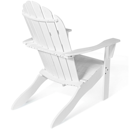 Gymax 2PCS Wooden Classic Adirondack Chair Lounge Chair Outdoor Patio White