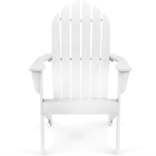 Gymax 2PCS Wooden Classic Adirondack Chair Lounge Chair Outdoor Patio White