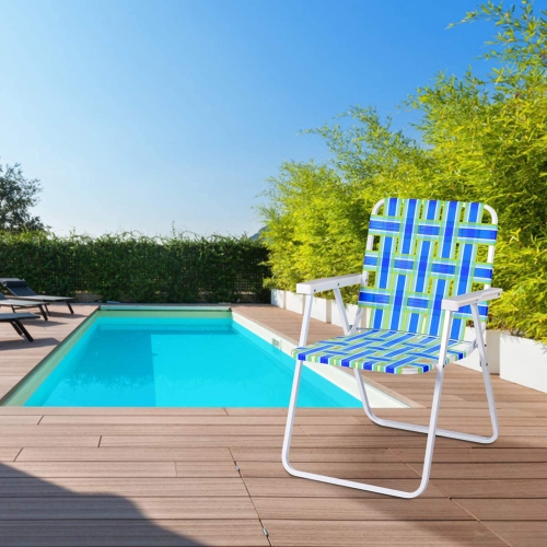 Gymax Set of 6 Patio Folding Web Chair Set Portable Beach Camping Chair