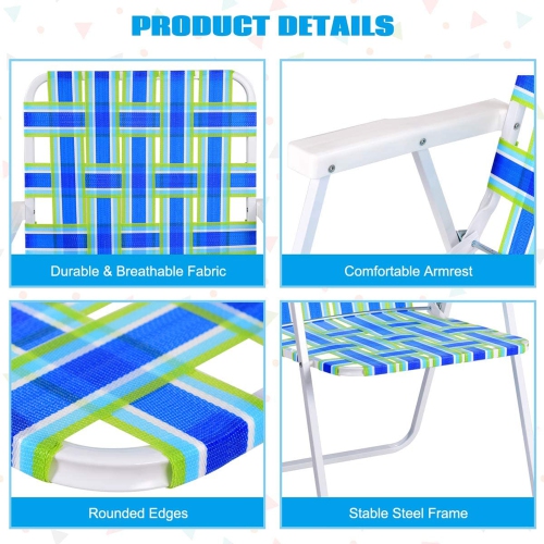 Gymax Set of 6 Patio Folding Web Chair Set Portable Beach Camping Chair