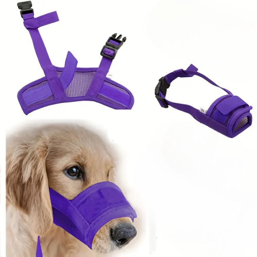 ISTAR  2 Pack Dog Mazal Anti Leaking Biting Probosis Mesh Mask, Long Nose, Nasal Mouth Cover (Large, Purple)