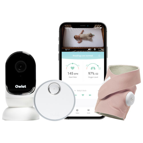 Owlet Monitor Duo Smart Sock 3 Heart Rate/Oxygen & Video Baby Monitor - Dusty Rose
