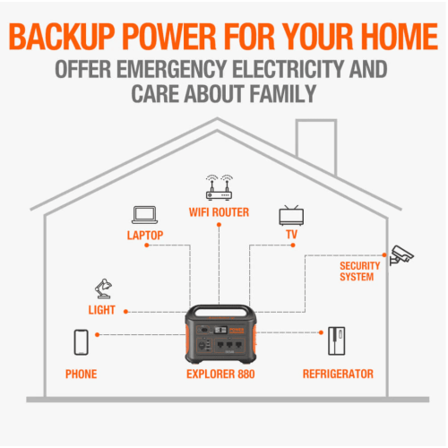 Station d'alimentation portative Explorer 880 de Jackery, capacité 880&nbsp;Wh avec 3 prises c.a. 1000&nbsp;W, générateur solaire pour secours à