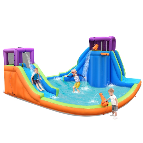 Costway 6 in 1 Inflatable Dual Slide Water Park Climbing Bouncer Without Blower