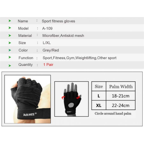 XL LIFE Half Finger Weightlifting Gloves for Gym, Power Lifting, Exercise, Weightlifting, Cross Fit, Fitness, Sports for Men and Women