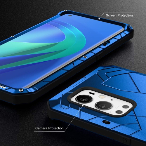 Feitenn Shockproof Metal Bumper for Oneplus 9 Pro 5G Rugged Case, Heavy Duty Dual Layer Cover Armor Military Defender Soft S