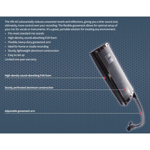 LyxPro VRI-40 Portable Acoustic Isolation Instrument Shield, Sound Absorbing, Reflection Panel with Heavy Duty Gooseneck