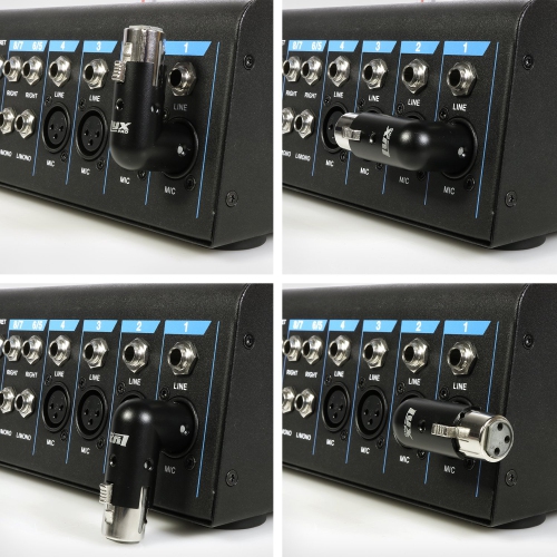 LyxPro XLR Angle Adapter Dual Male and Female can be positioned to 4 different angles Right Left and 90 degree great for mixers that interfere with