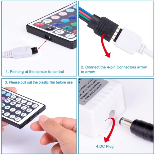 ISTAR Wireless Remote LED RGB Strip Light Kit, 16.4ft/5M Music Sync Waterproof Color Changing Light Strip with 12V Power Supply