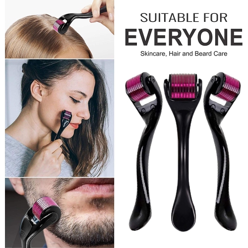 ISTAR Derma Roller 540 Titanium 0.5mm Micro Needle Cosmetic Microdermabrasion Tool For Face, Beard, and Hair Growth Includes Storage Case