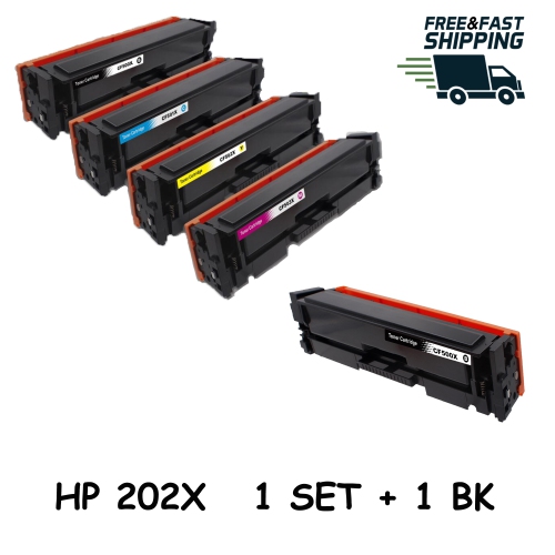 BESTONER  5 Pack HP 202X (Cf500X Cf501X Cf502X Cf503X) Bk/m/y/c High Yield Toner Cartridge Color Laserjet Pro M253 M254Nw M281Fdn Mfp M281Fdw M254Dw