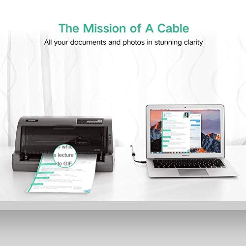 AlyKets USB 2.0 Printer Cable/Cord for Canon MX492 MX490 MX479 MX472 MP150 MP230 MP499 Printer, Brother, HP, Lexmark,