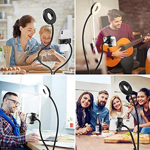 Selfie Ring Light with Stand and Cell Phone Holder,Phone Makeup Light for Live Stream/Makeup,Mini LED Camera Ring Light