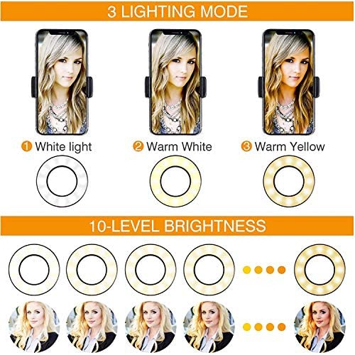 Selfie Ring Light with Stand and Cell Phone Holder,Phone Makeup Light for Live Stream/Makeup,Mini LED Camera Ring Light