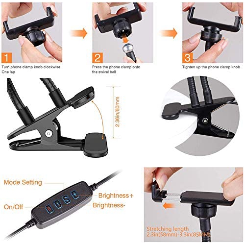 Selfie Ring Light with Stand and Cell Phone Holder,Phone Makeup Light for Live Stream/Makeup,Mini LED Camera Ring Light