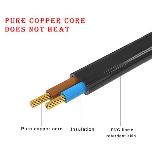 MEROM 5Ft TV AC Cable 2-Slot to Standard Power Cord Universal Replacement Cable Compatible with Samsung LG TCL roku