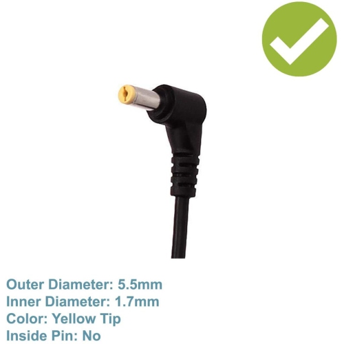 New Genuine Acer AC Adapter Charger 19V 3.42A 65W Yellow Connector Tip 5.5x1.7mm